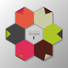 Infographic with hexagon. Business template. Vector