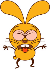 Cute yellow bunny feeling disgusted