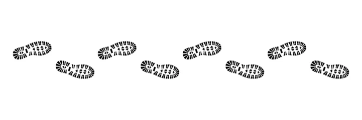 Foto op Plexiglas Track, schoenafdruk met profiel, vector, zwart, geïsoleerd © snyGGG