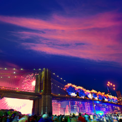 July 4th 2014 fireworks Brooklyn bridge Manhattan