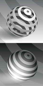 3d vector sphere striped volume form, abstract form