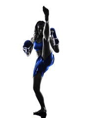 woman boxer boxing kickboxing silhouette isolated