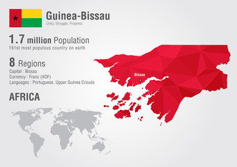 Guinea-Bissau world map with a pixel diamond texture.