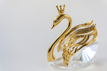 Golden Swan, decoration with crystal