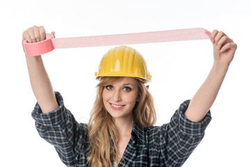 Handwerker mit Klebeband