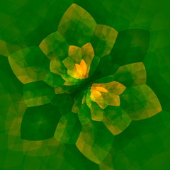 Green Concentric Mandala Flower - Kaleidoscopic Abstract