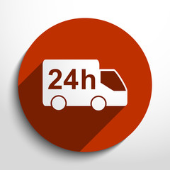 Vector 24 hour delivery web icon.