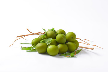 Pile of green olives