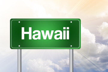 Hawaii Green Road Sign, Travel Concept