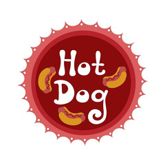 Hot dog badge vector