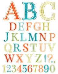 Handwritten vintage alphabet at retro style