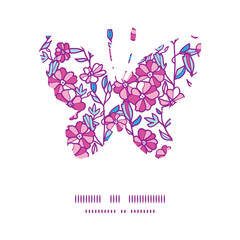 Vector vibrant field flowers butterfly silhouette pattern frame