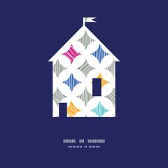 Vector colorful marble textured tiles house silhouette pattern