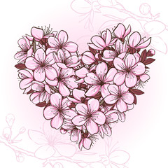 Cherry blossom in the shape of heart