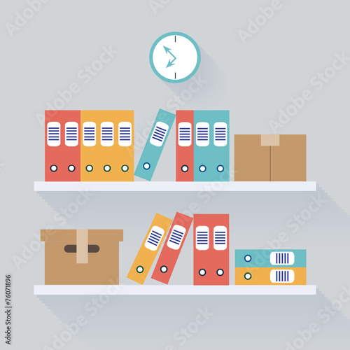 "Document Storage Shelves, Flat Vector Illustration" Stock image and