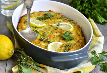 Fish casserole with vegetable.