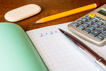 Studying in the school, solving mathematical problems