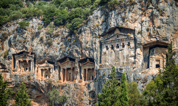 Kaunian rock tombs from Dalyan, Ortaca, Turkey