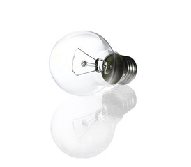 Incandescent light bulb i on white background