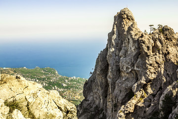 The top of Mount Ai-Petri in Crimea on a  sunny day