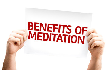 Benefits of Meditation card isolated on white background