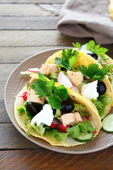 tortilla with fish and vegetables