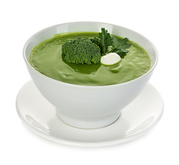 Broccoli cream soup isolated