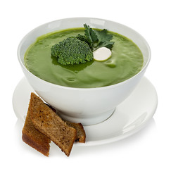 Broccoli cream soup isolated