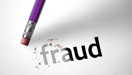 Eraser deleting the word Fraud