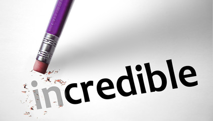 Eraser changing the word Incredible for Credible