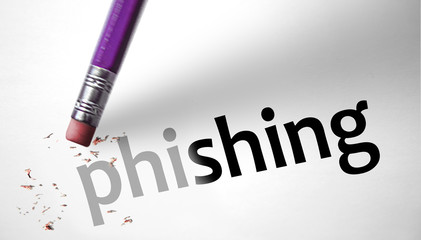 Eraser deleting the word phishing