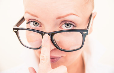 Pretty woman with classy glasses