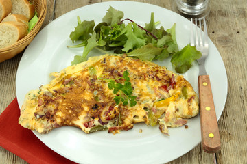 omelette au lard et poivron