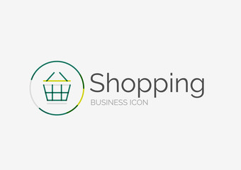 Thin line neat design logo, shopping cart icon