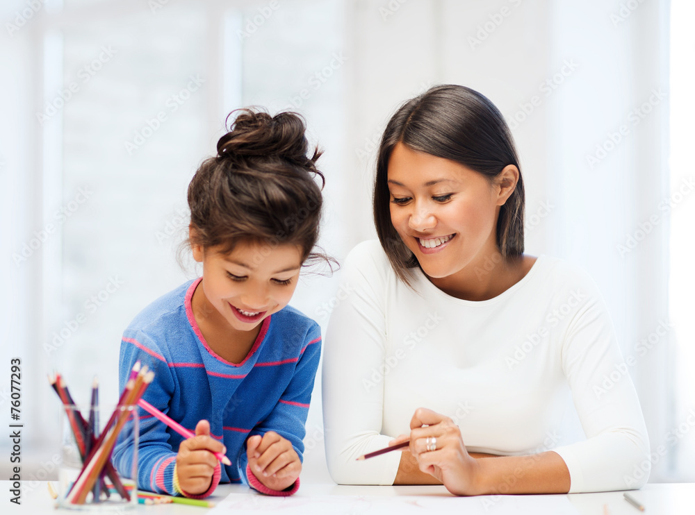 Poster mother and daughter drawing