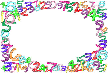 A colorful frame with random hand-drawn numbers