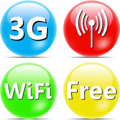 Set of colored icons for network