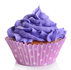 Delicious cupcake isolated on white
