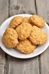 Oatmeal cookies on rustic table