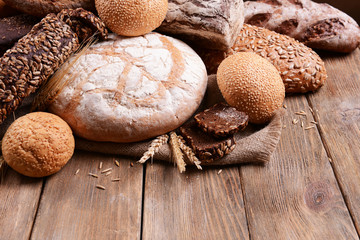 Different bread on table close-up