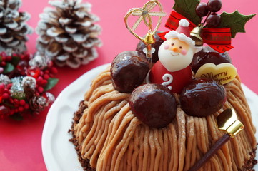 Christmas cake with chestnut cream
