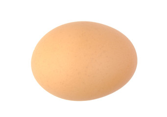 Single brown chicken egg isolated on white.