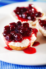 Mini cheese cakes with cranberries