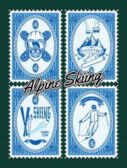 Obraz premium set of stamps with winter extreme sports