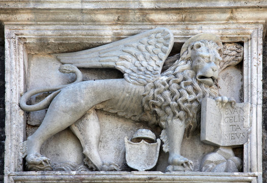 Relief sculpture of Venetian winged lion, Kotor, Montenegro