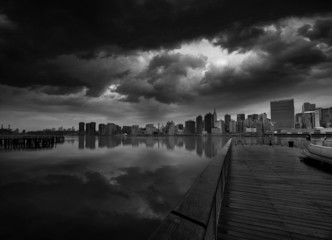 Manhattan New York cloudy dramatic skyline USA