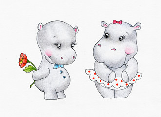 Two lovers hippo