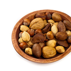 Variety of nuts. Selective focus.