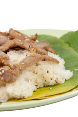 Sticky Rice and Pork fried vertical isolate