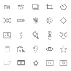Photography line icons on white background